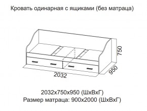 Кровать одинарная с ящиками (Без матраца 0,9*2,0) в Южноуральске - yuzhnouralsk.магазин96.com | фото